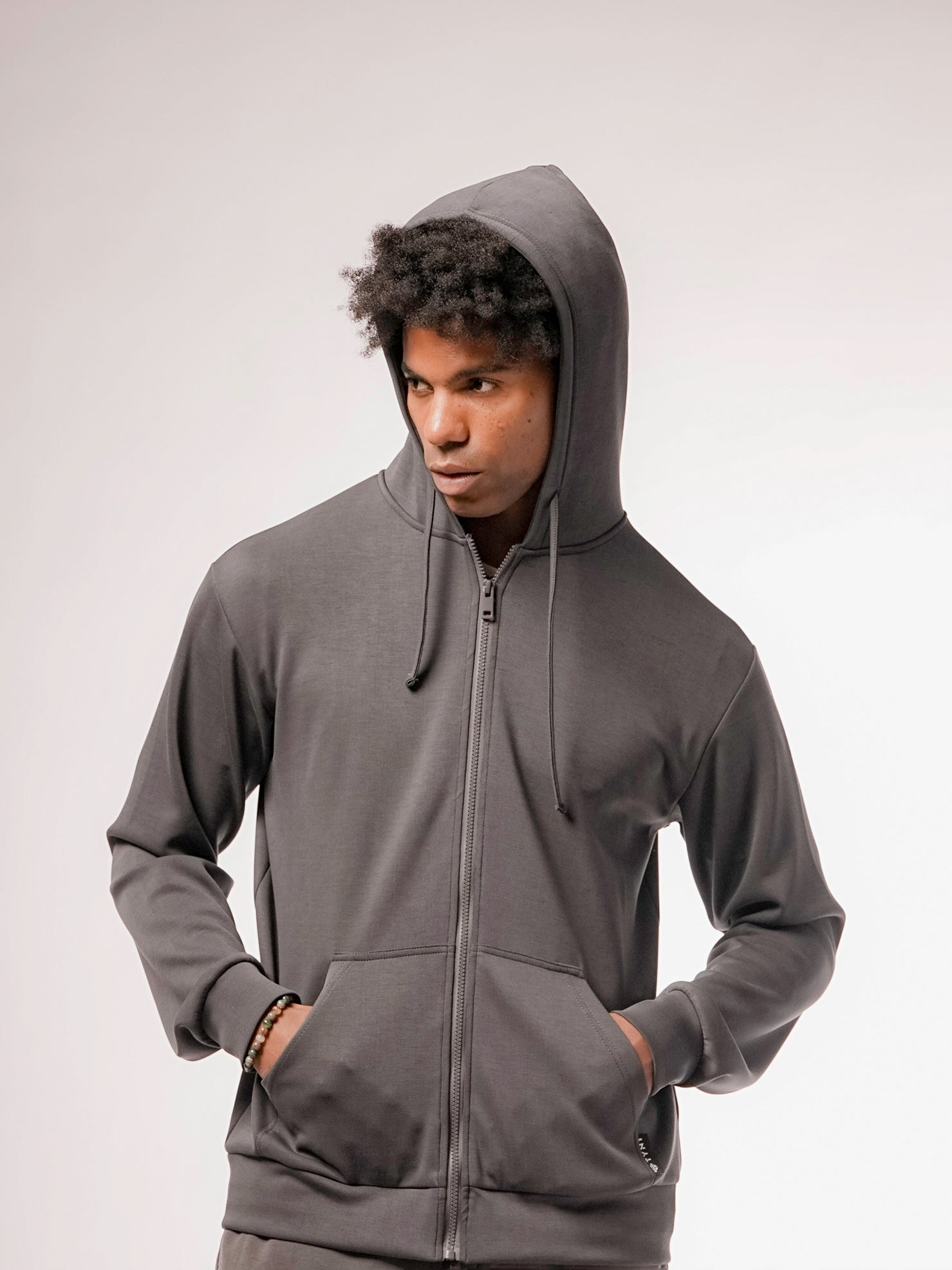 Slim Fit Charcoal Zip-Up Hoodie | TYNT – tyntshop